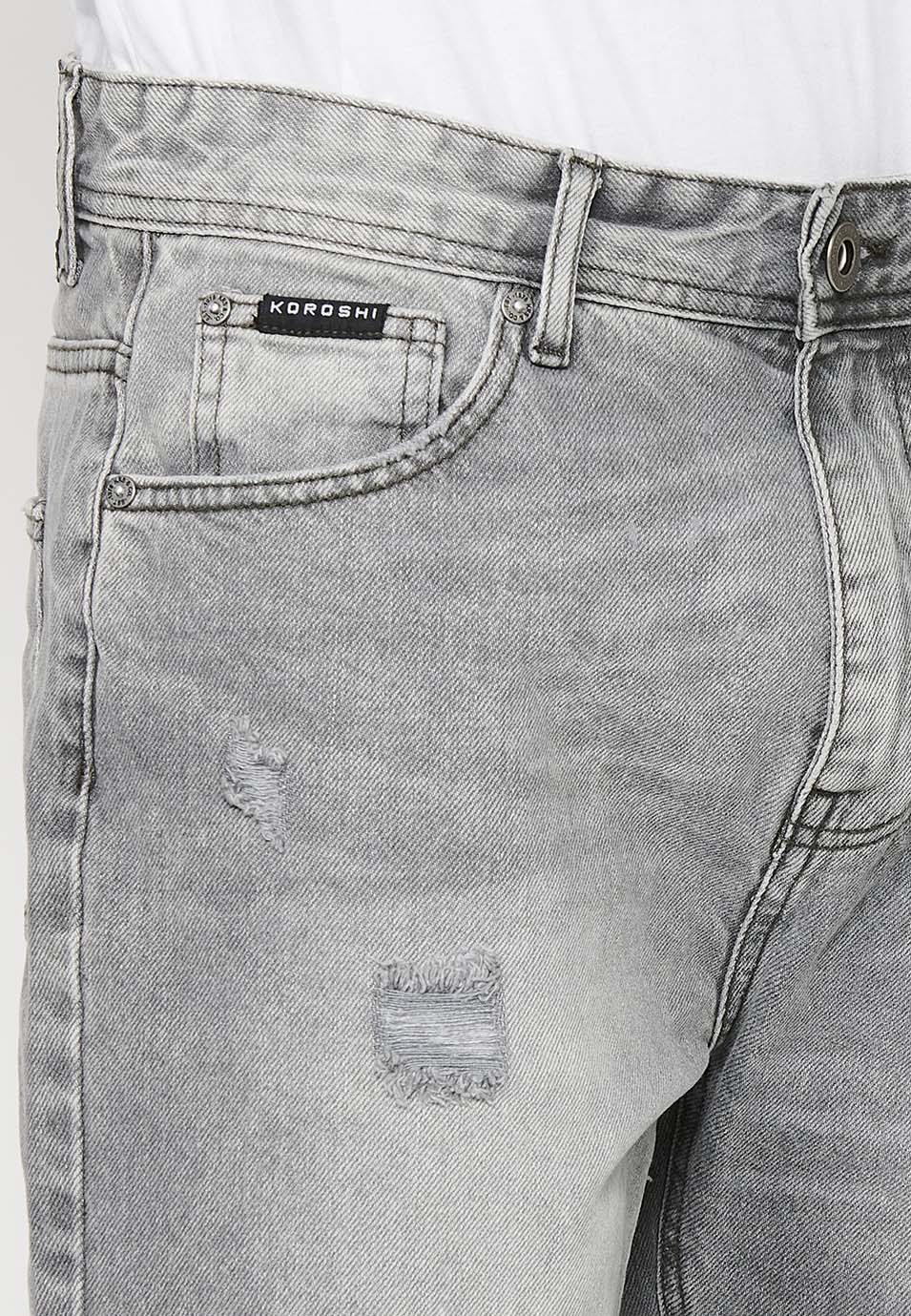 Bermuda Vaquera Hombre Confort Fit Denim – Koroshi Gris