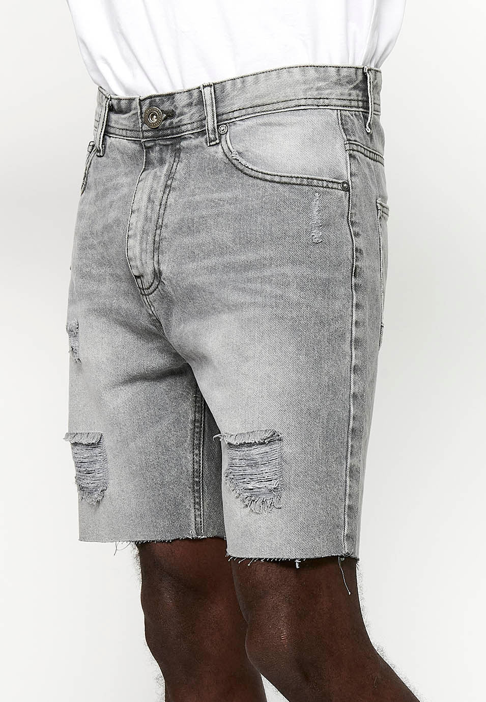 Bermuda Vaquera Hombre Confort Fit Denim – Koroshi Gris