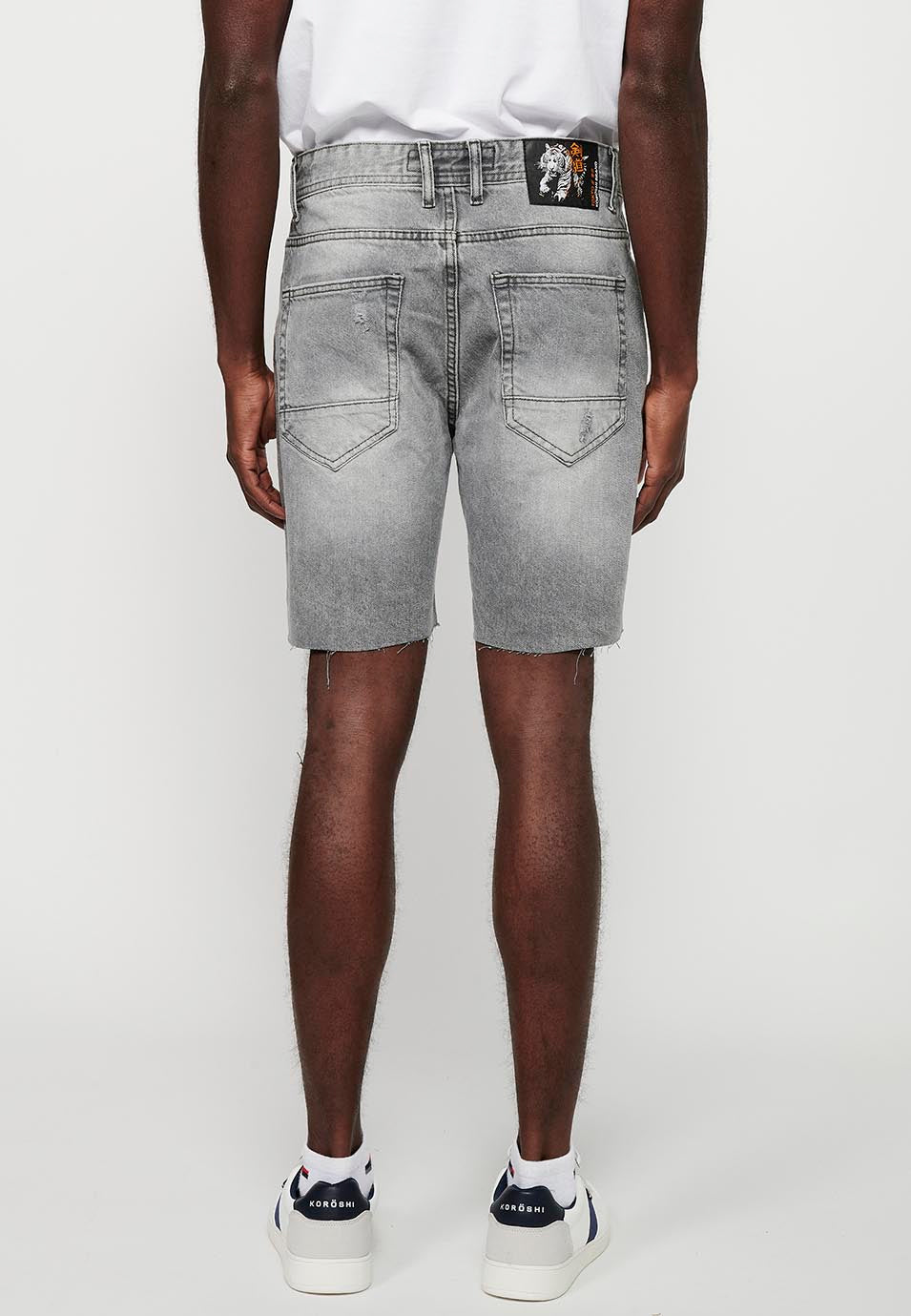 Bermuda Vaquera Hombre Confort Fit Denim – Koroshi Gris
