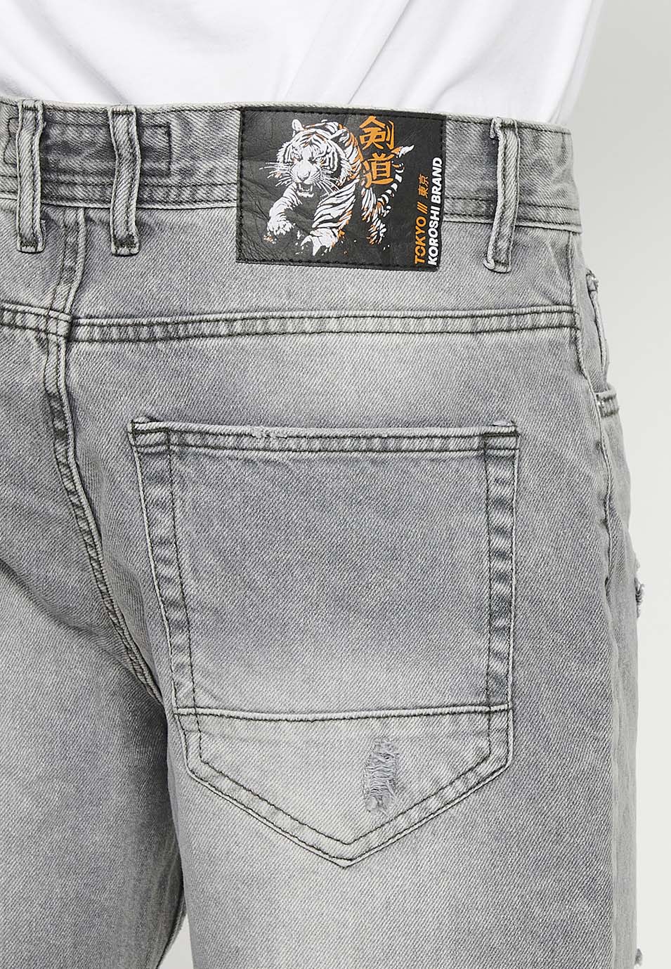 Bermuda Vaquera Hombre Confort Fit Denim – Koroshi Gris