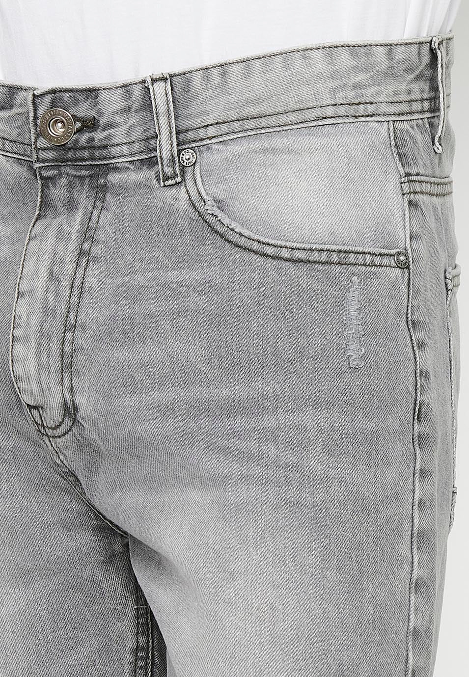 Bermuda Vaquera Hombre Confort Fit Denim – Koroshi Gris