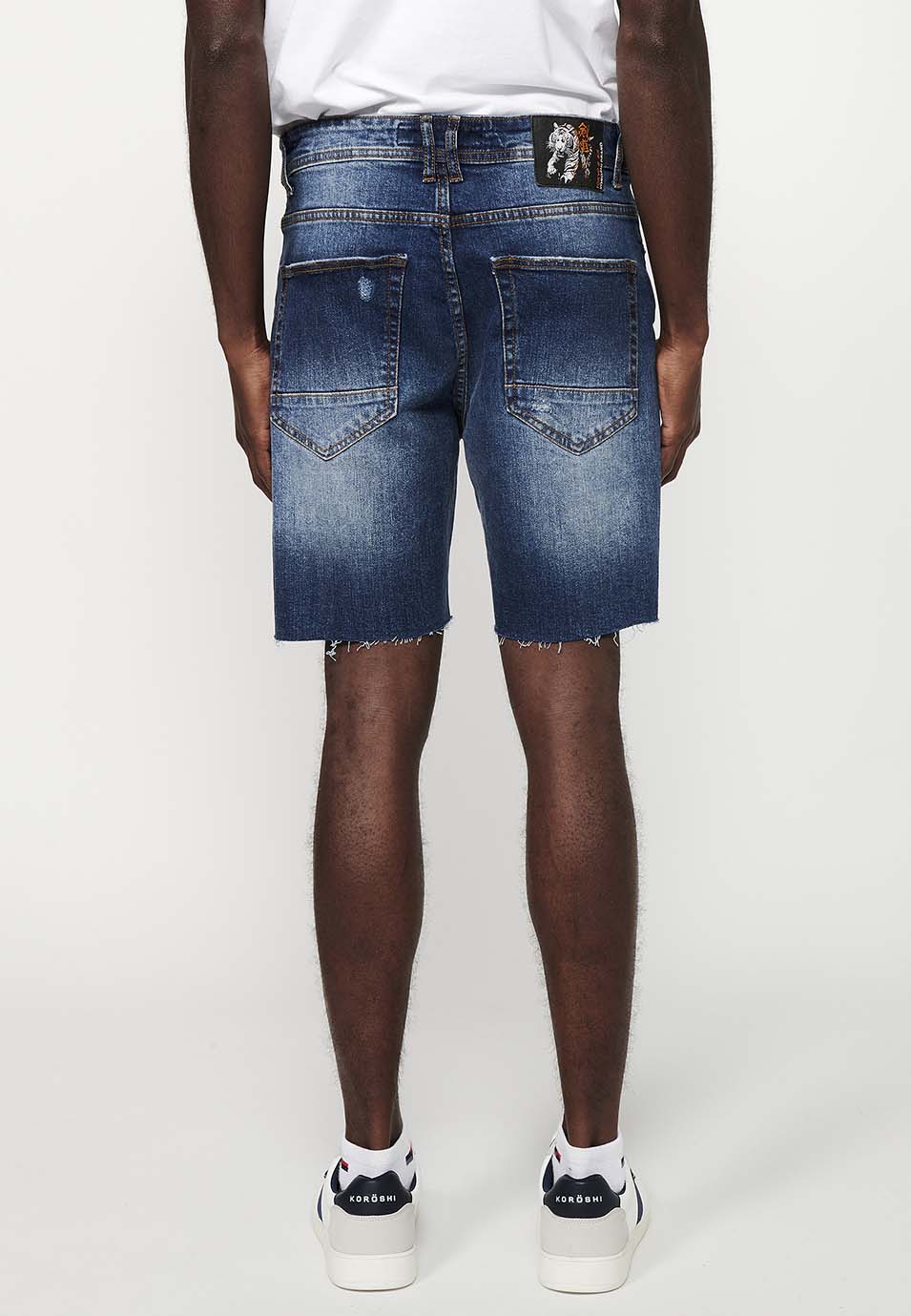 Bermuda Hombre Vaquera Rotos Confort – Koroshi Azul Medio