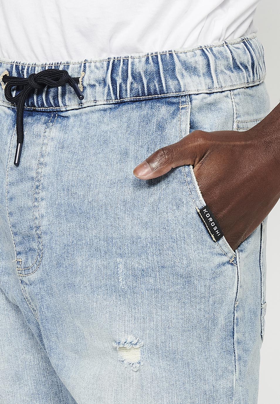 Short Hombre Jogger Denim Cintura Elástica – Koroshi 2411PS87