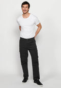 Pantalón Hombre Cargo Bolsillos Laterales con Solapa Corte Recto – Koroshi Negro