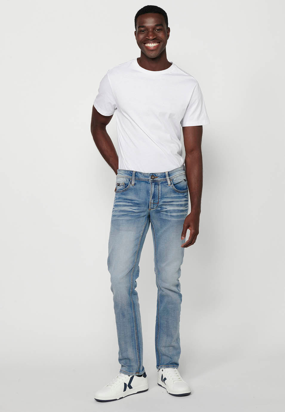 Pantalón Hombre Vaquero Denim Slim Fit – Koroshi Azul Claro