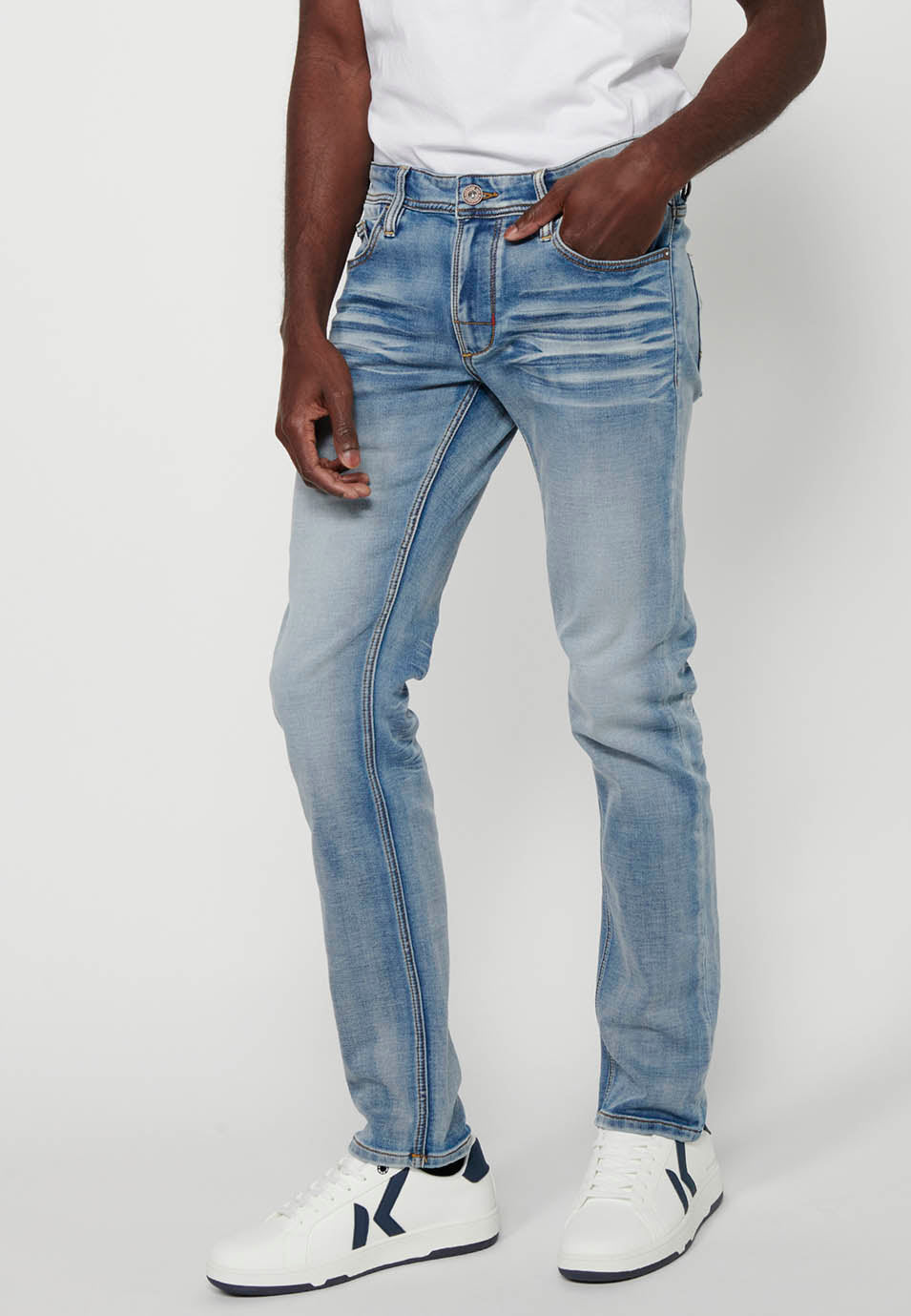 Pantalón Hombre Vaquero Denim Slim Fit – Koroshi Azul Claro
