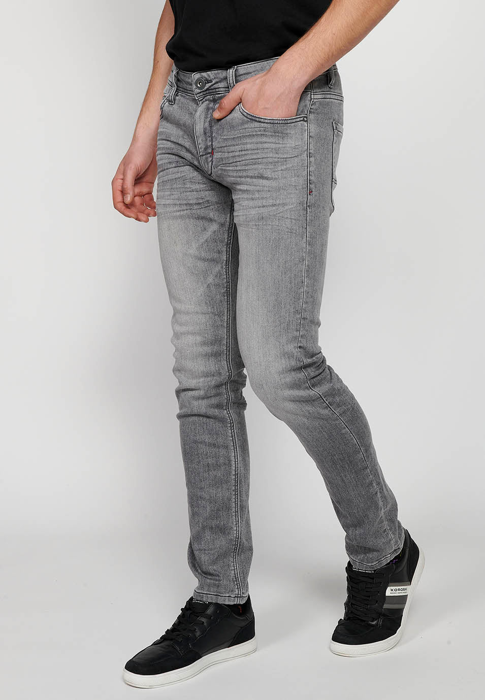 Pantalón Hombre Vaquero Denim Slim Fit Cinco Bolsillos – Koroshi Gris