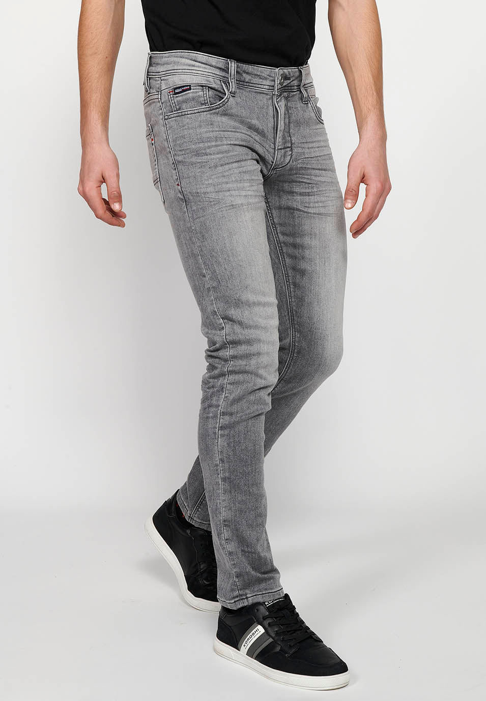 Pantalón Hombre Vaquero Denim Slim Fit Cinco Bolsillos – Koroshi Gris