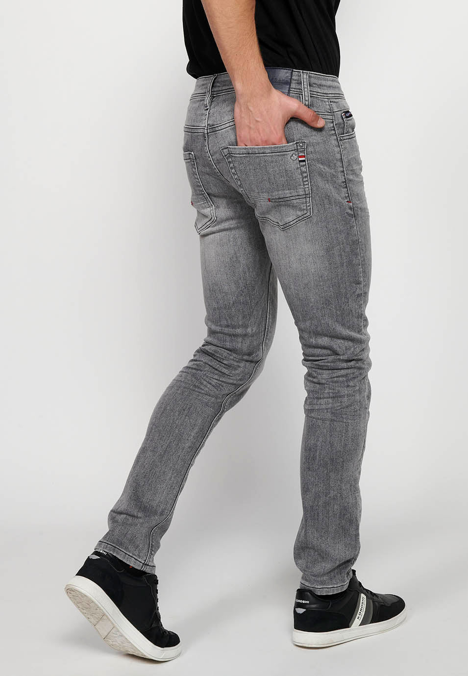 Pantalón Hombre Vaquero Denim Slim Fit Cinco Bolsillos – Koroshi Gris