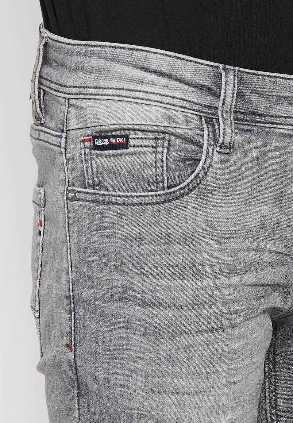 Pantalón Hombre Vaquero Denim Slim Fit Cinco Bolsillos – Koroshi Gris
