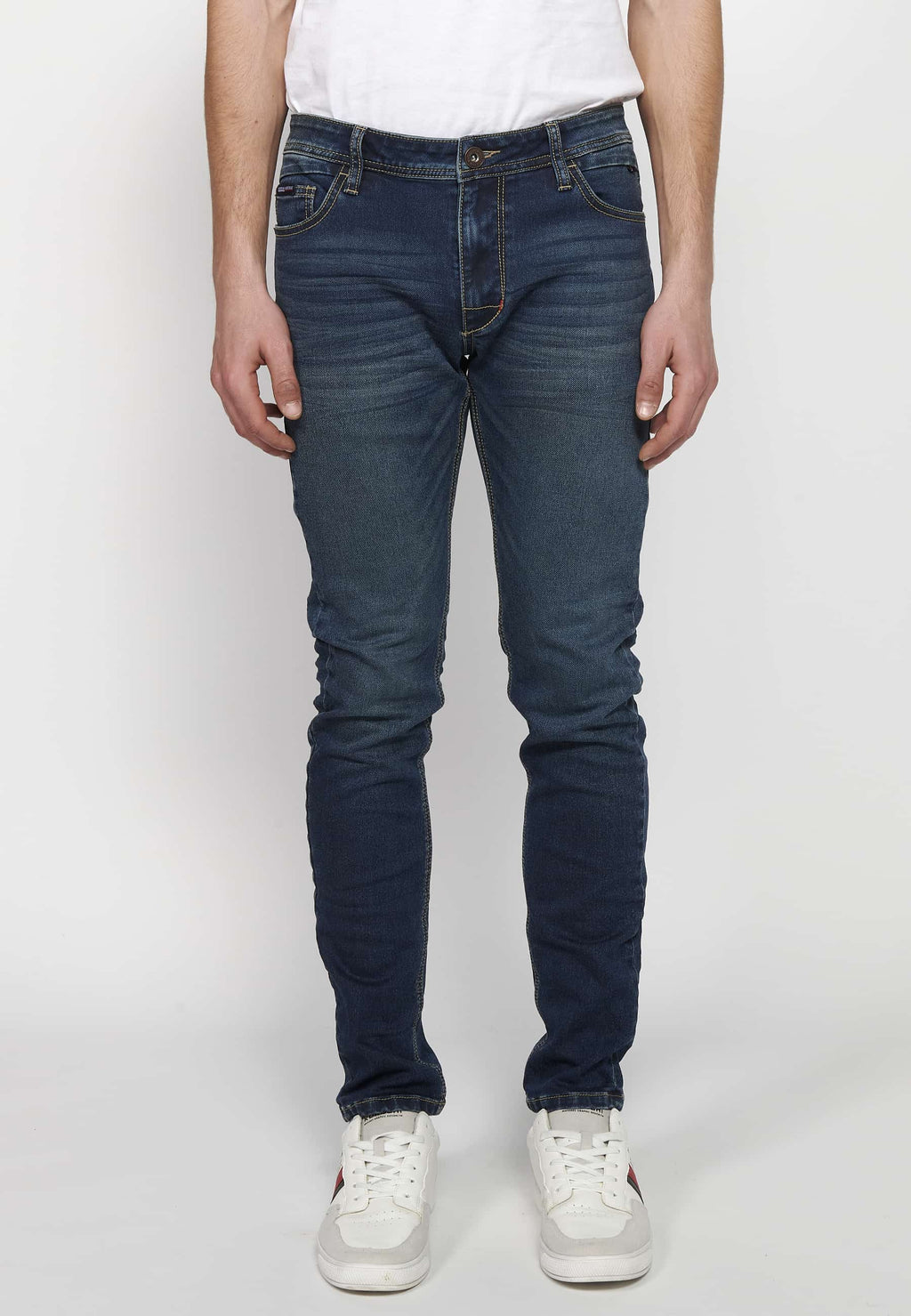 Pantalón Hombre Vaquero Denim Slim Fit Cinco Bolsillos – Koroshi Azul Oscuro