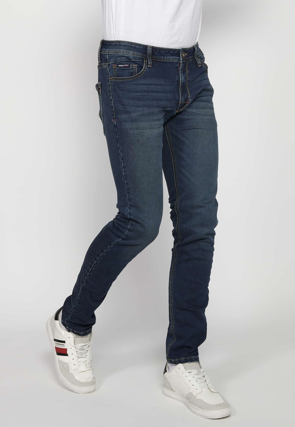 Pantalón Hombre Vaquero Denim Slim Fit Cinco Bolsillos – Koroshi Azul Oscuro