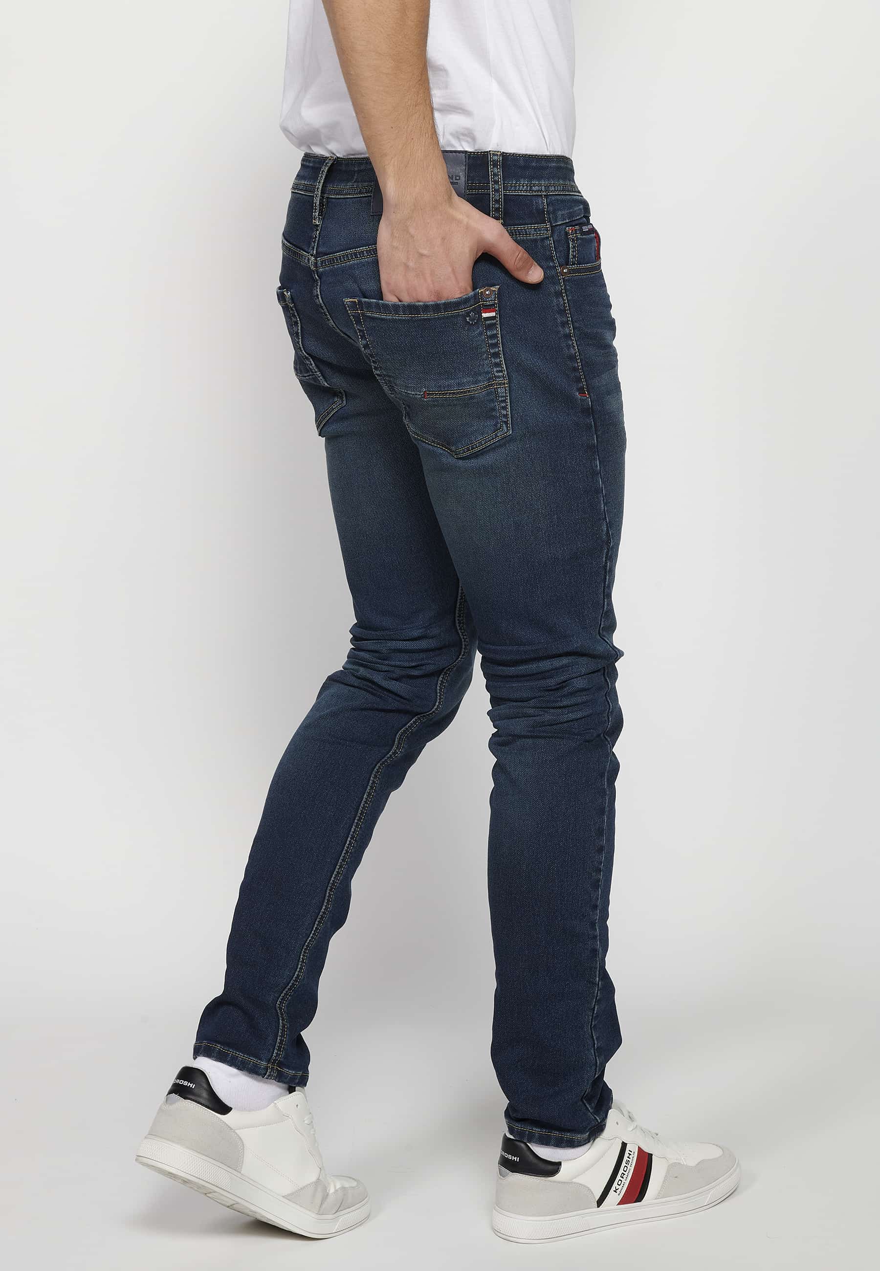 Pantalón Hombre Vaquero Denim Slim Fit Cinco Bolsillos – Koroshi Azul Oscuro