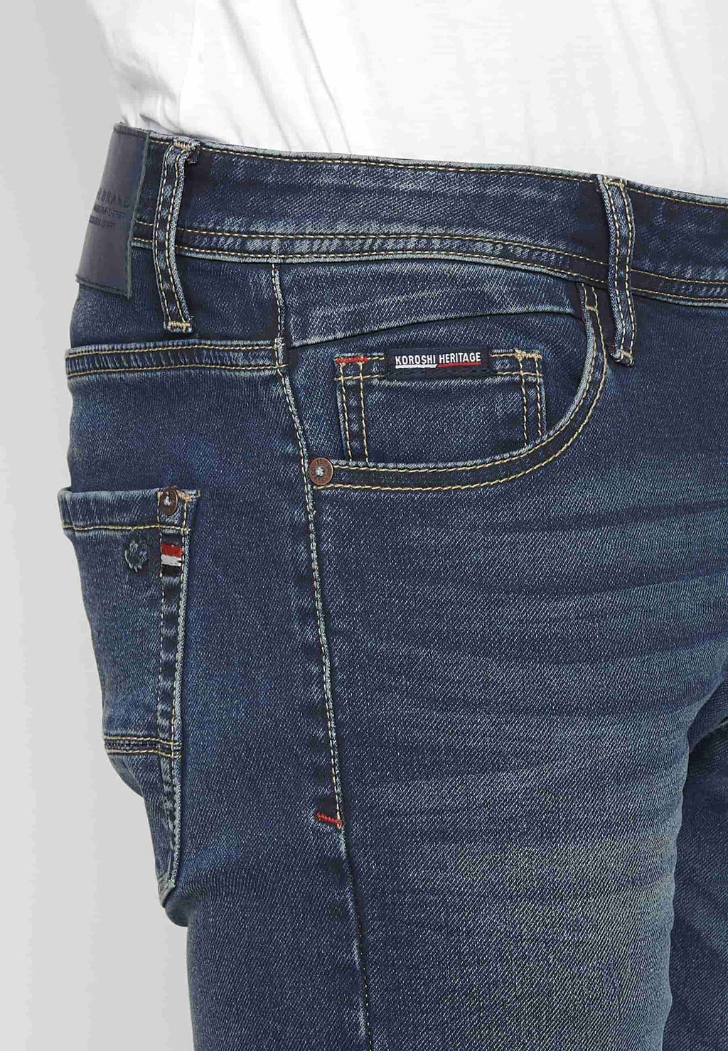 Pantalón Hombre Vaquero Denim Slim Fit Cinco Bolsillos – Koroshi Azul Oscuro