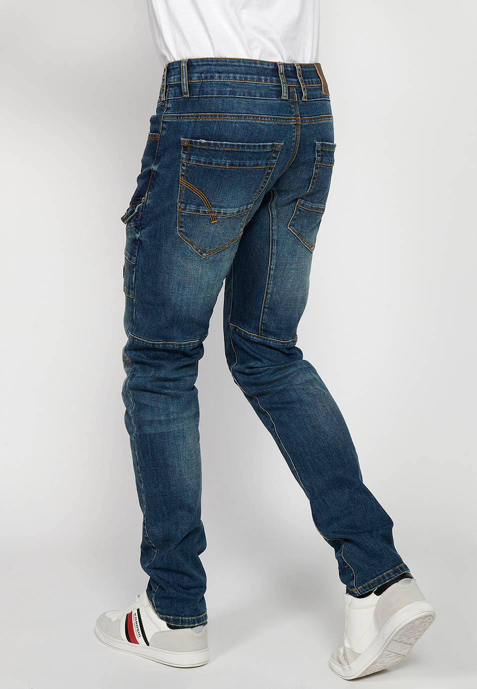 Pantalón Hombre Vaquero Cargo Azul Medio Regular Fit – Koroshi
