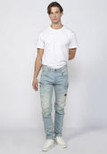 Pantalón Hombre Vaquero Cargo Azul Claro Regular Fit – Koroshi