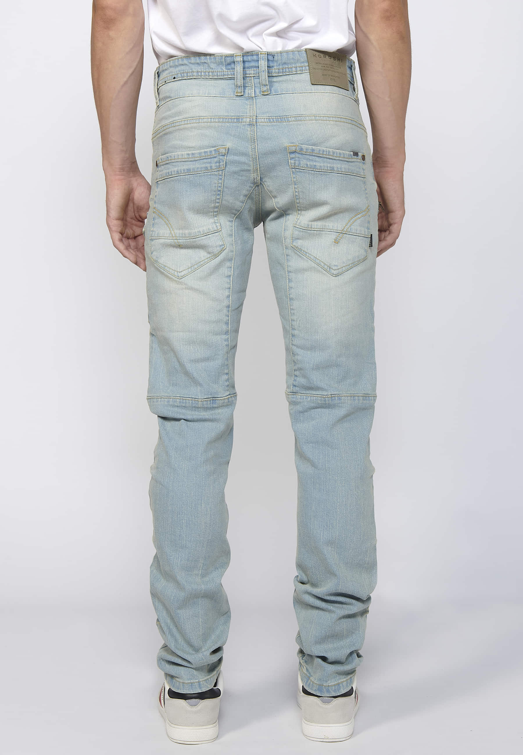 Pantalón Hombre Vaquero Cargo Azul Claro Regular Fit – Koroshi