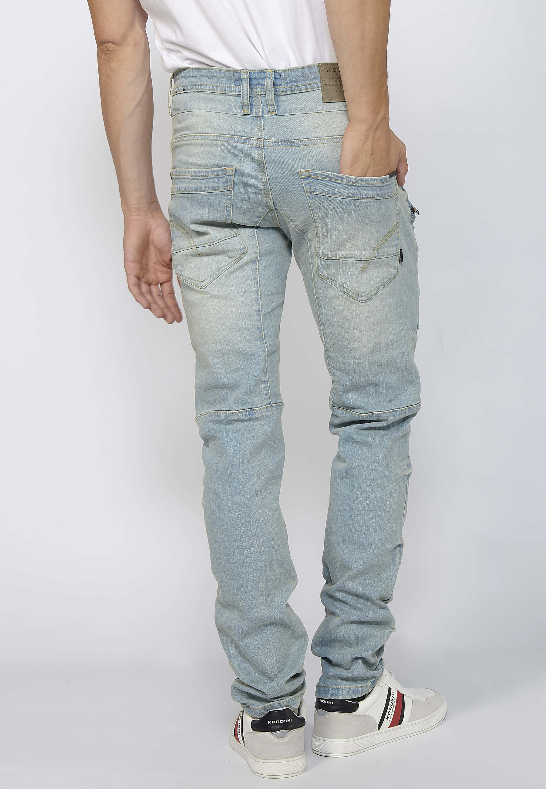 Pantalón Hombre Vaquero Cargo Azul Claro Regular Fit – Koroshi