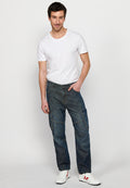 Pantalón Hombre Vaquero Cargo Azul Oscuro Corte Recto – Koroshi