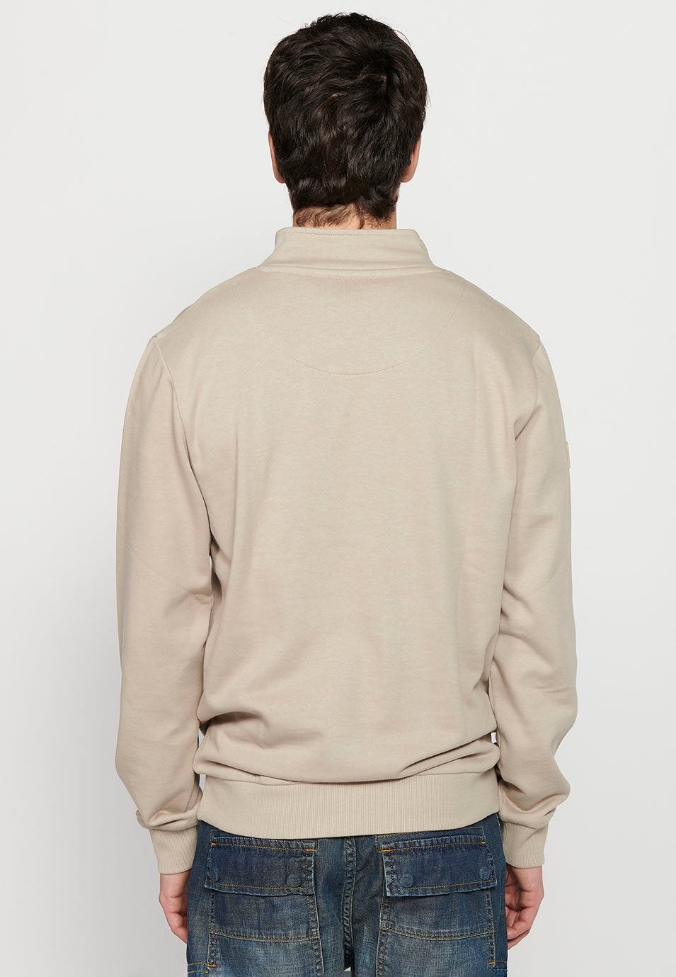 Sudadera Hombre cuello alto con media cremallera – Koroshi Piedra