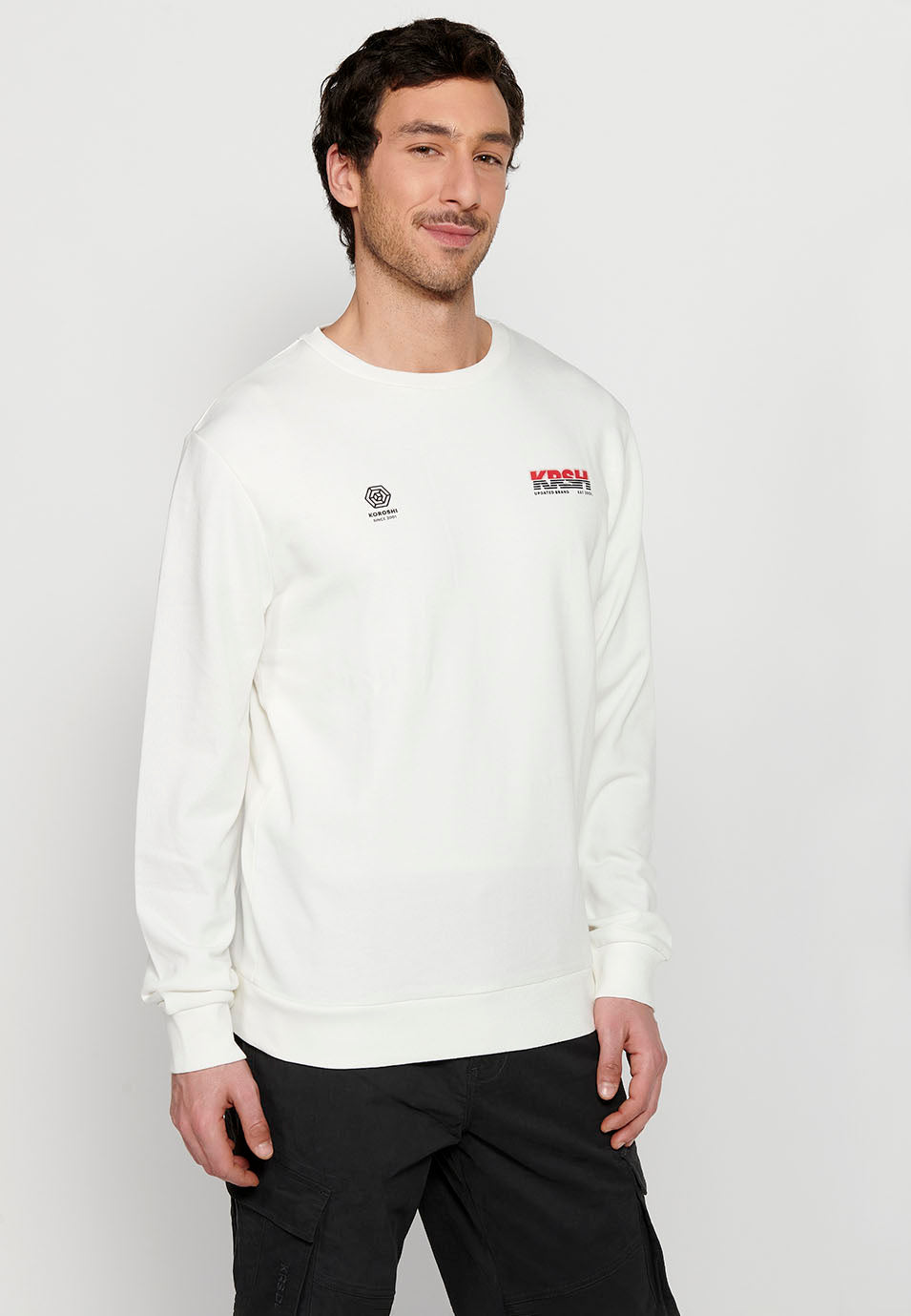 Sudadera Hombre con cuello redondo – Koroshi Blanco