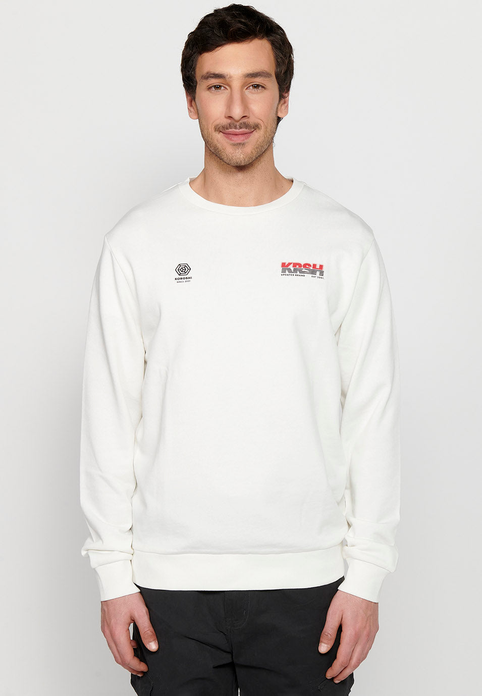 Sudadera Hombre con cuello redondo – Koroshi Blanco