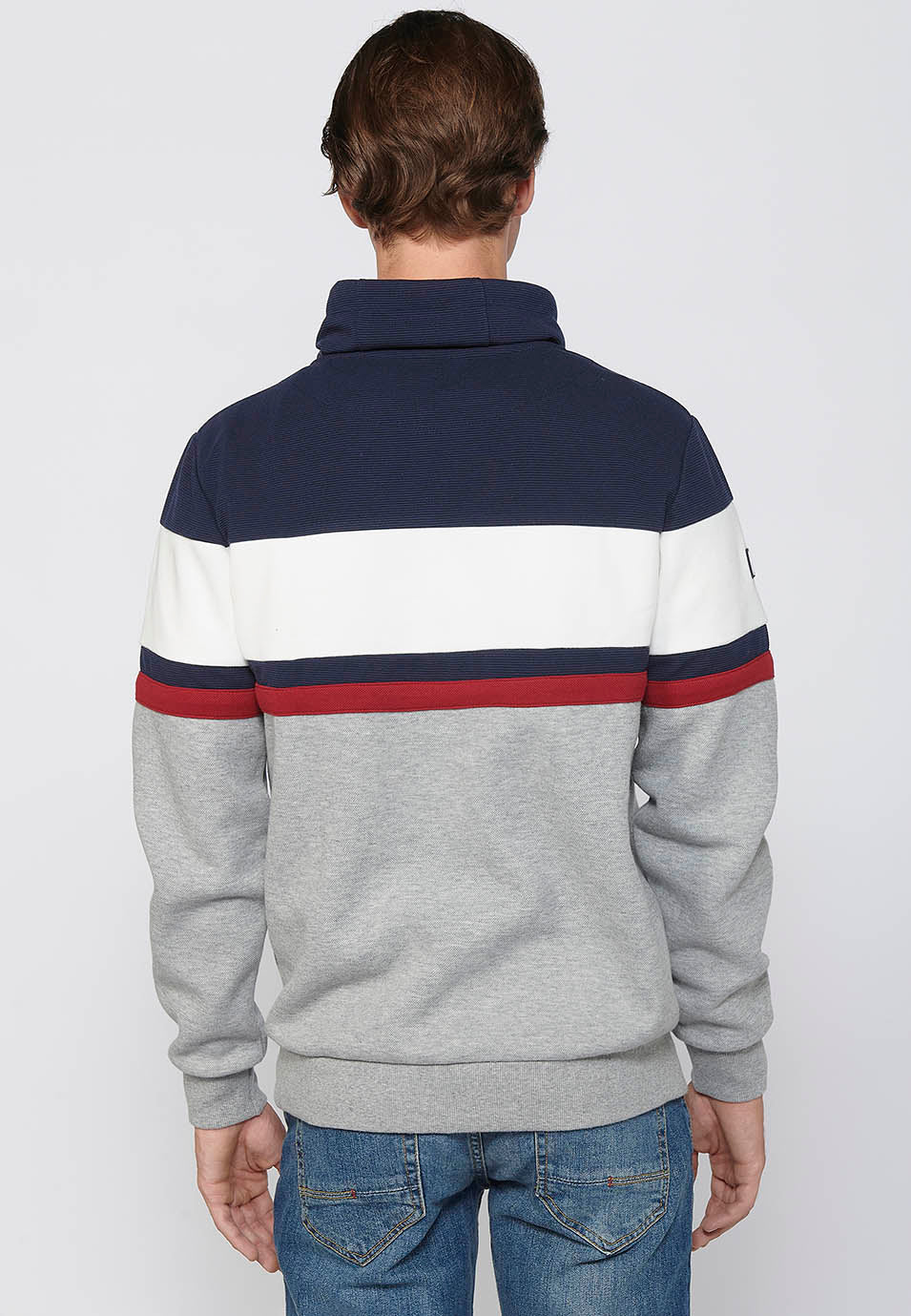 Sudadera Hombre con capucha y detalles de rayas – Koroshi Navy