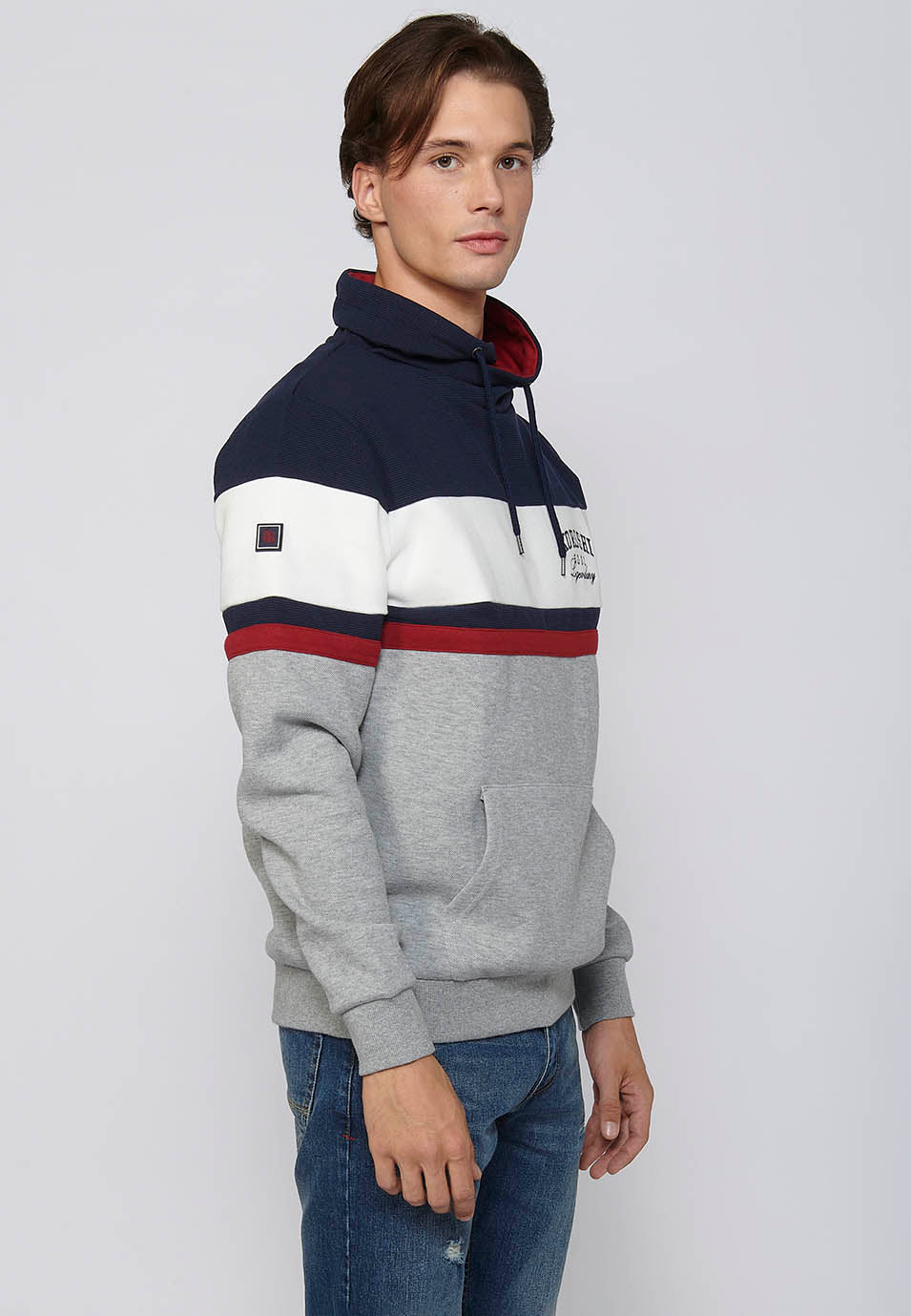 Sudadera Hombre con capucha y detalles de rayas – Koroshi Navy