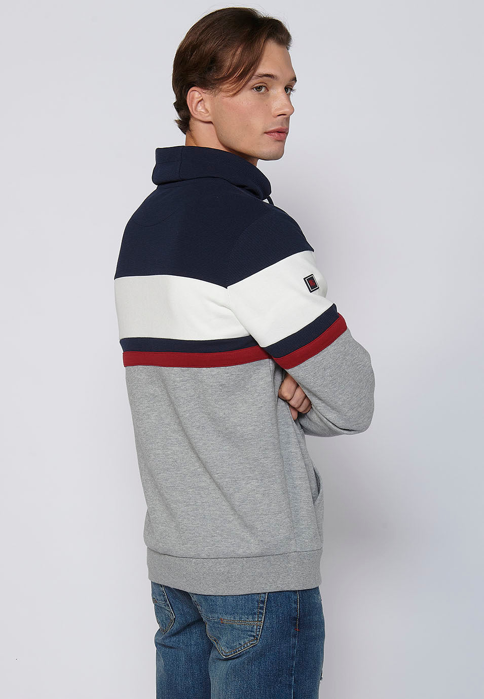 Sudadera Hombre con capucha y detalles de rayas – Koroshi Navy