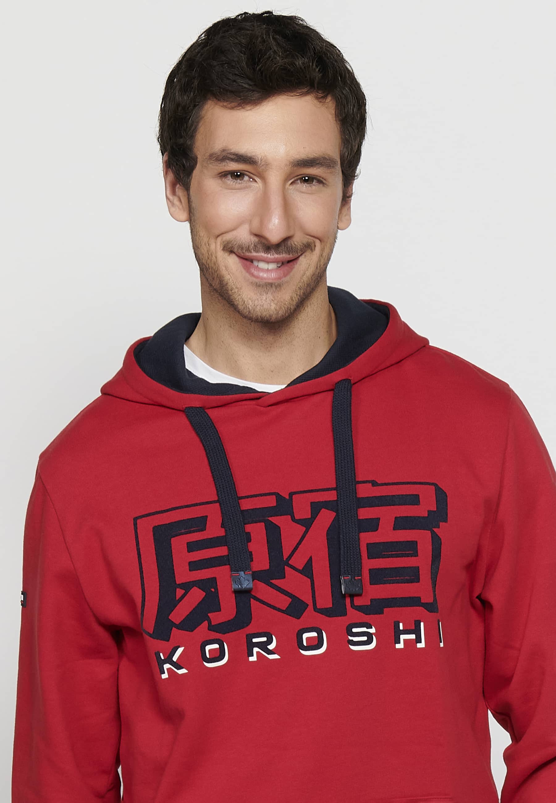 Sudadera Hombre con capucha y detalle en relieve – Koroshi Rojo