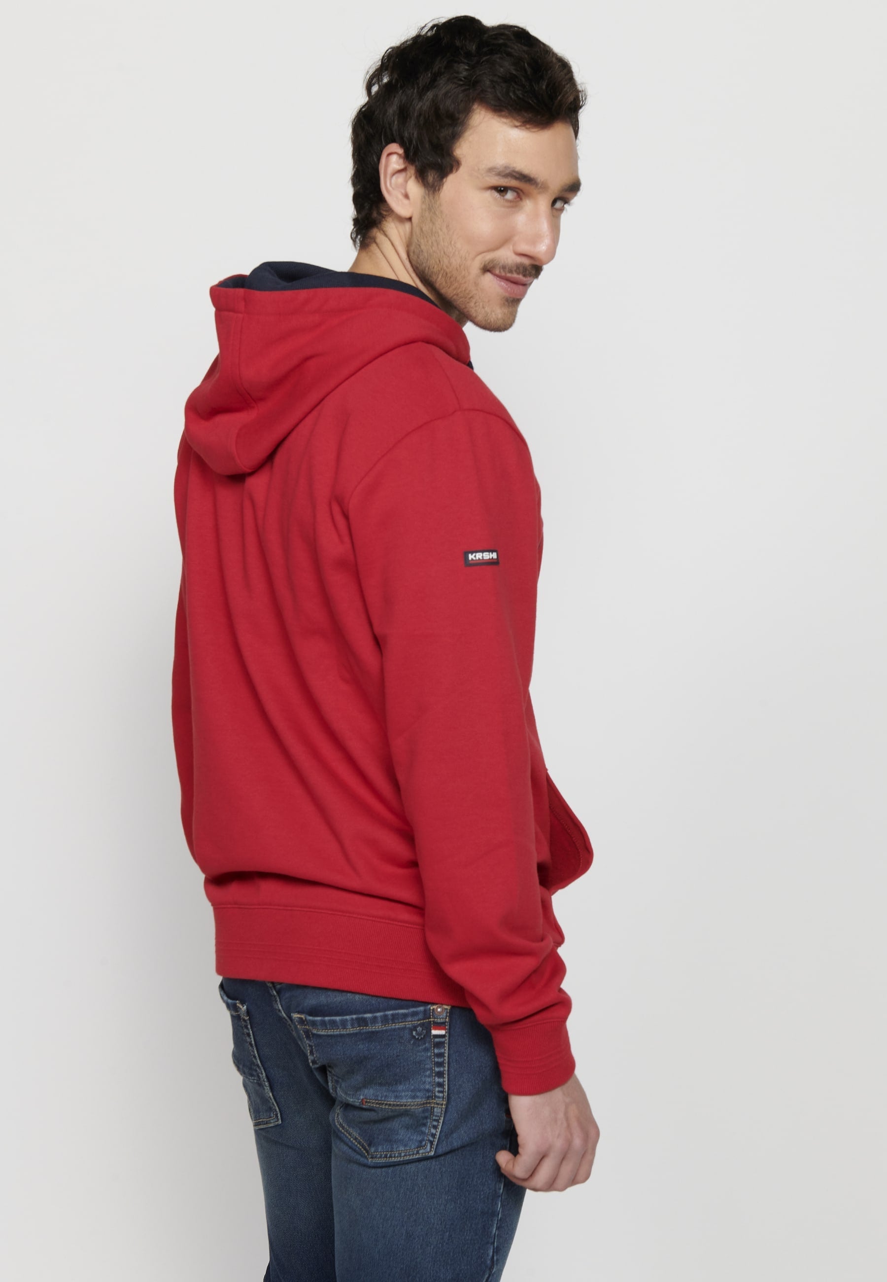 Sudadera Hombre con capucha y detalle en relieve – Koroshi Rojo