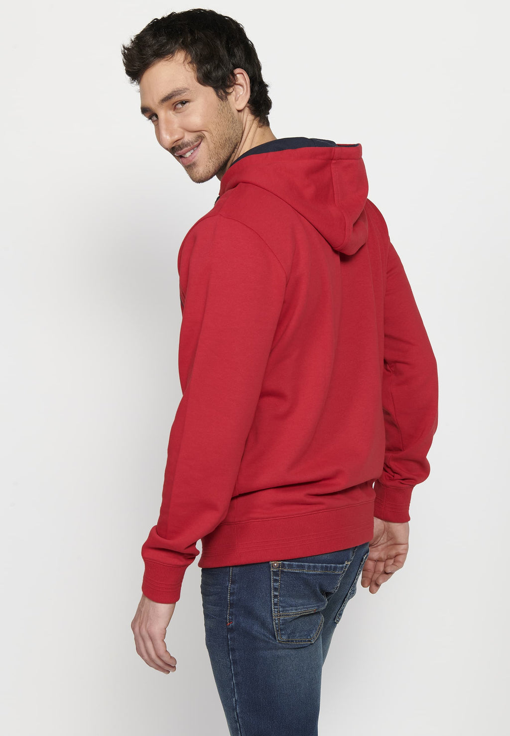 Sudadera Hombre con capucha y detalle en relieve – Koroshi Rojo