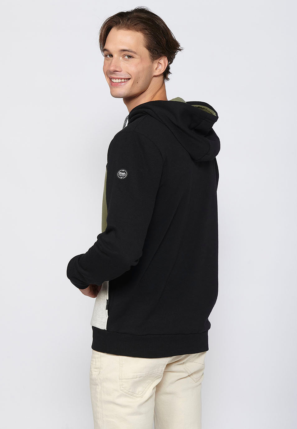 Sudadera Hombre con capucha y diseño color-block – Koroshi Kaki