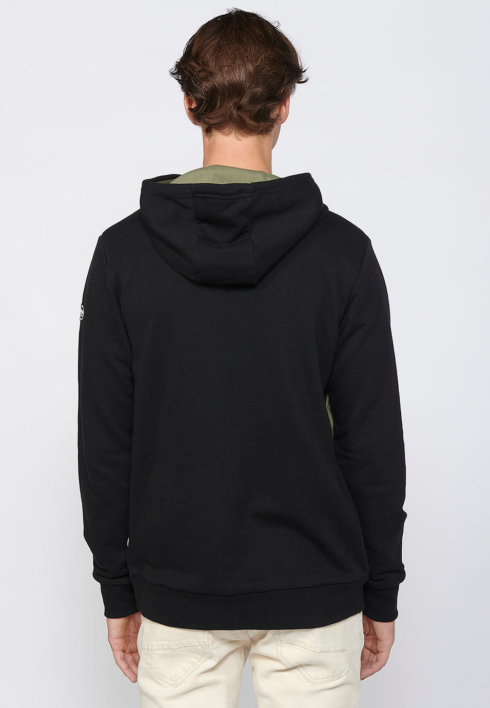 Sudadera Hombre con capucha y diseño color-block – Koroshi Kaki