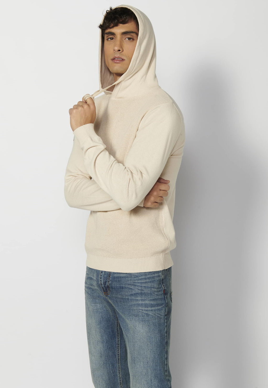Jersey Hombre Capucha Punto Texturizado – Koroshi Crudo