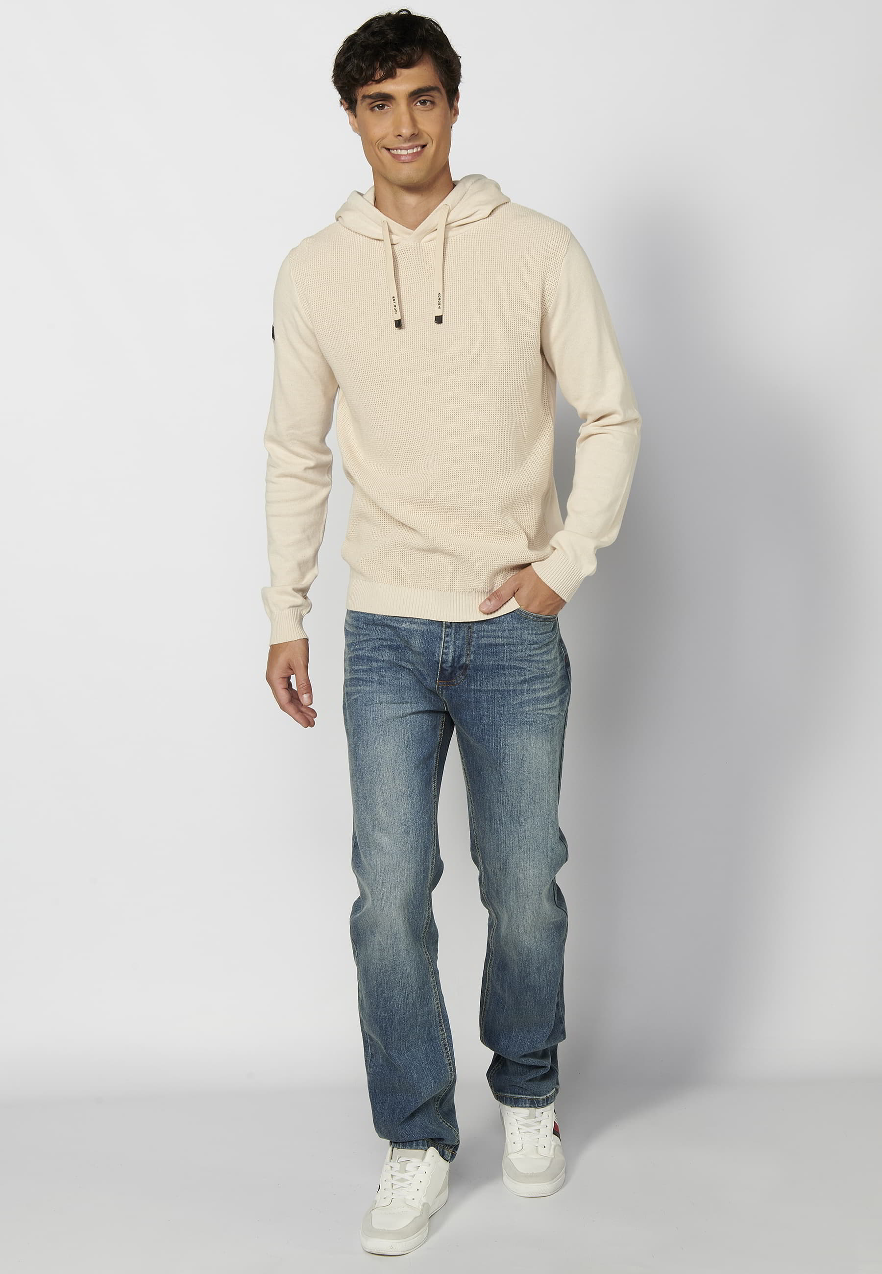 Jersey Hombre Capucha Punto Texturizado – Koroshi Crudo