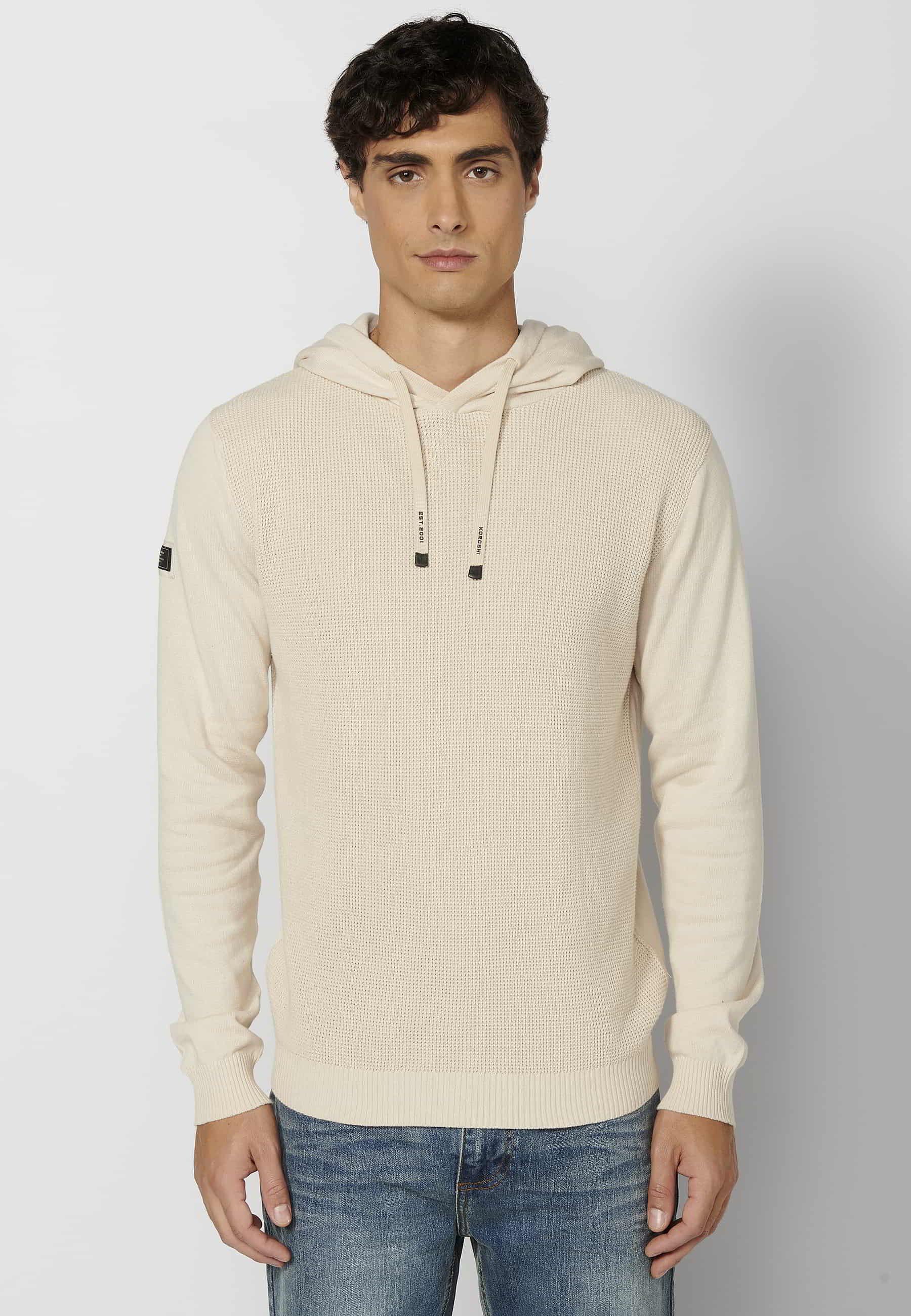 Jersey Hombre Capucha Punto Texturizado – Koroshi Crudo