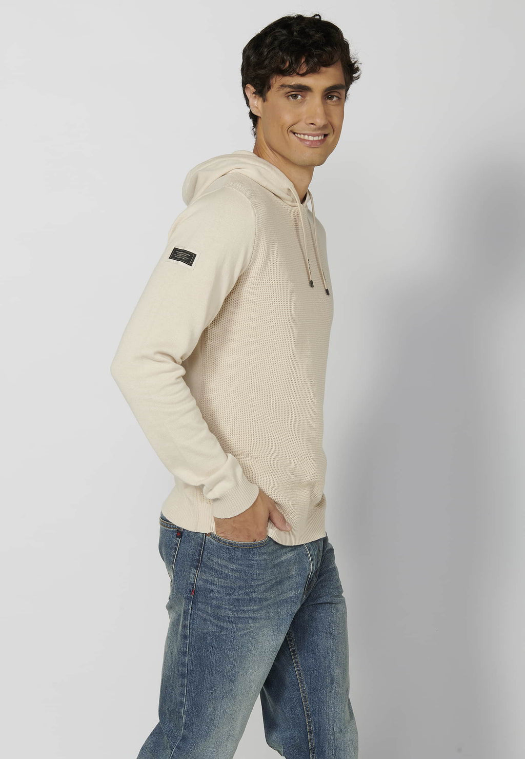 Jersey Hombre Capucha Punto Texturizado – Koroshi Crudo