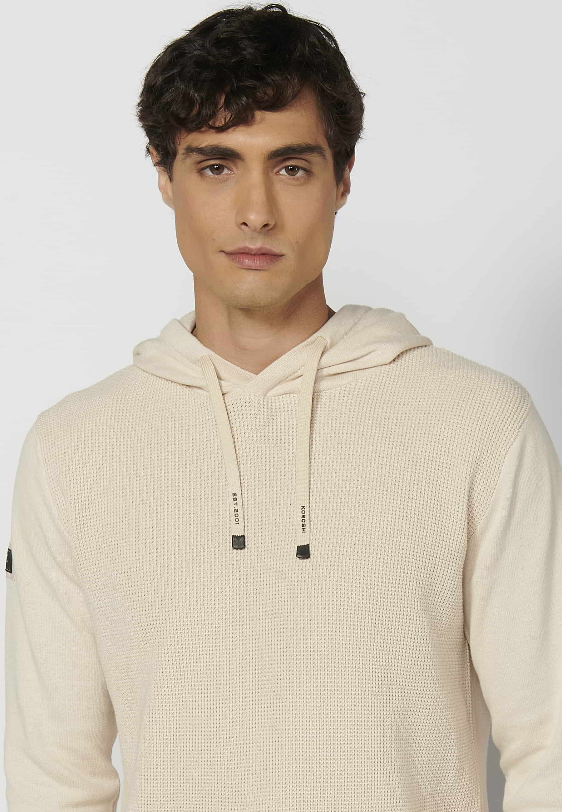 Jersey Hombre Capucha Punto Texturizado – Koroshi Crudo