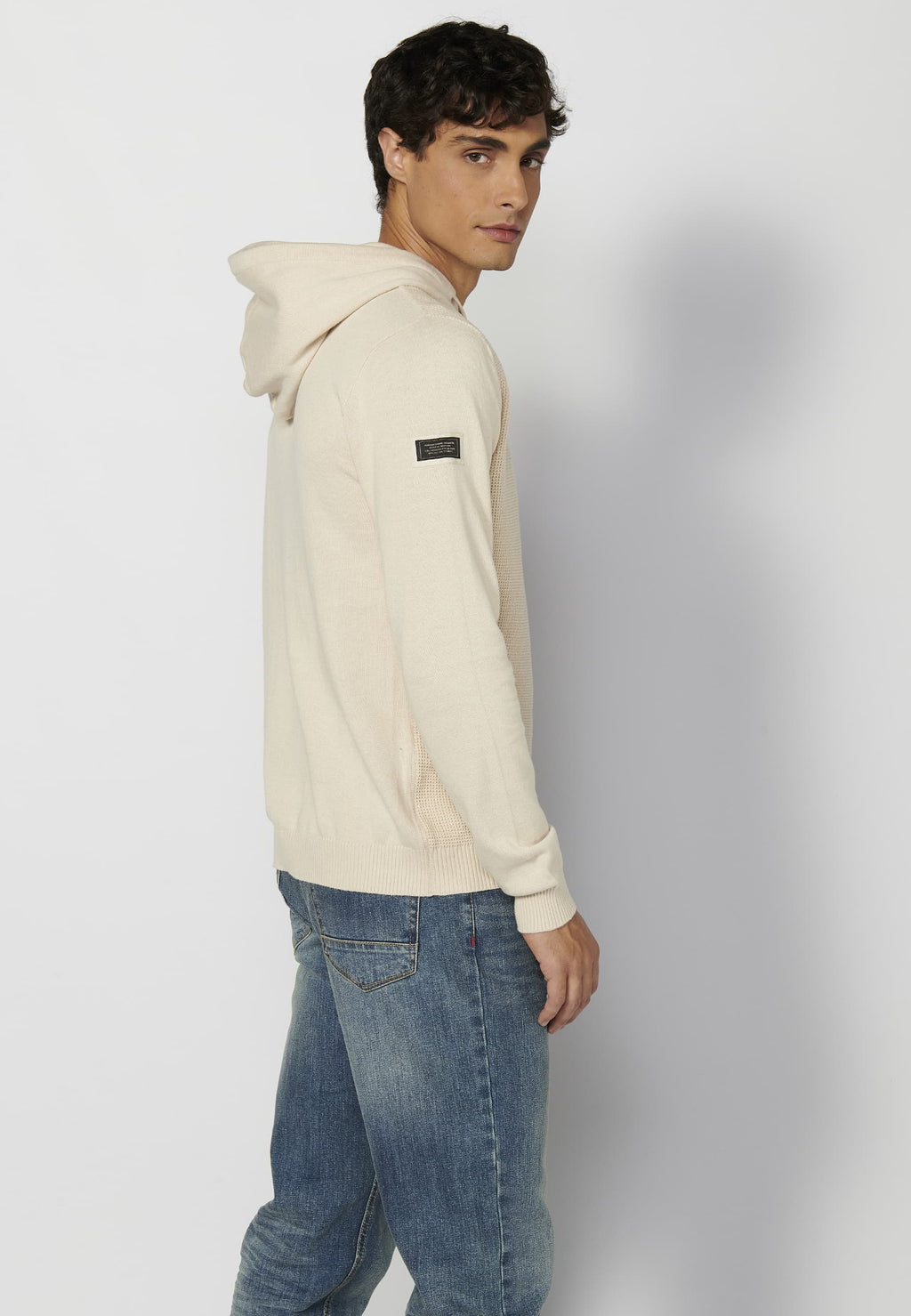 Jersey Hombre Capucha Punto Texturizado – Koroshi Crudo
