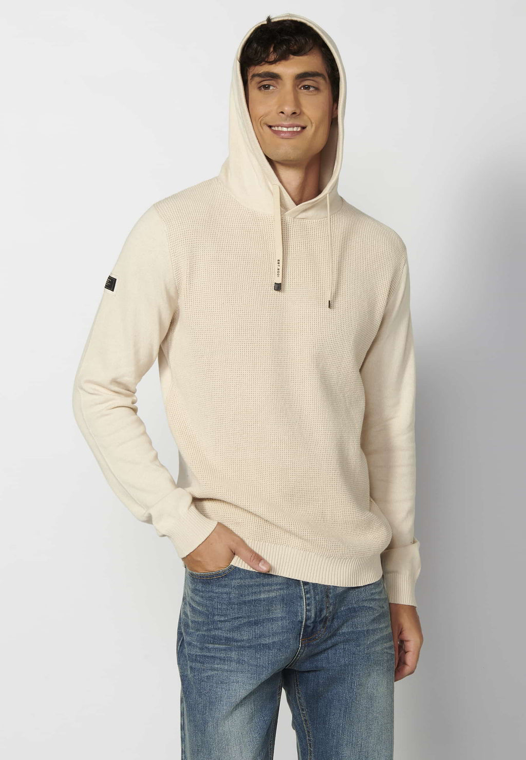 Jersey Hombre Capucha Punto Texturizado – Koroshi Crudo