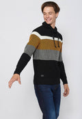 Jersey Hombre Cuello Alto Punto Grueso a Rayas – Koroshi 2411TR09