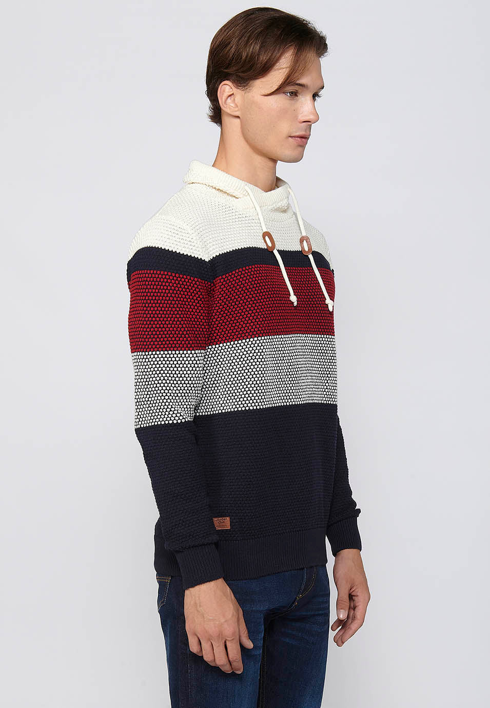 Jersey Hombre Cuello Alto Punto Grueso a Rayas – Koroshi 2411TR09