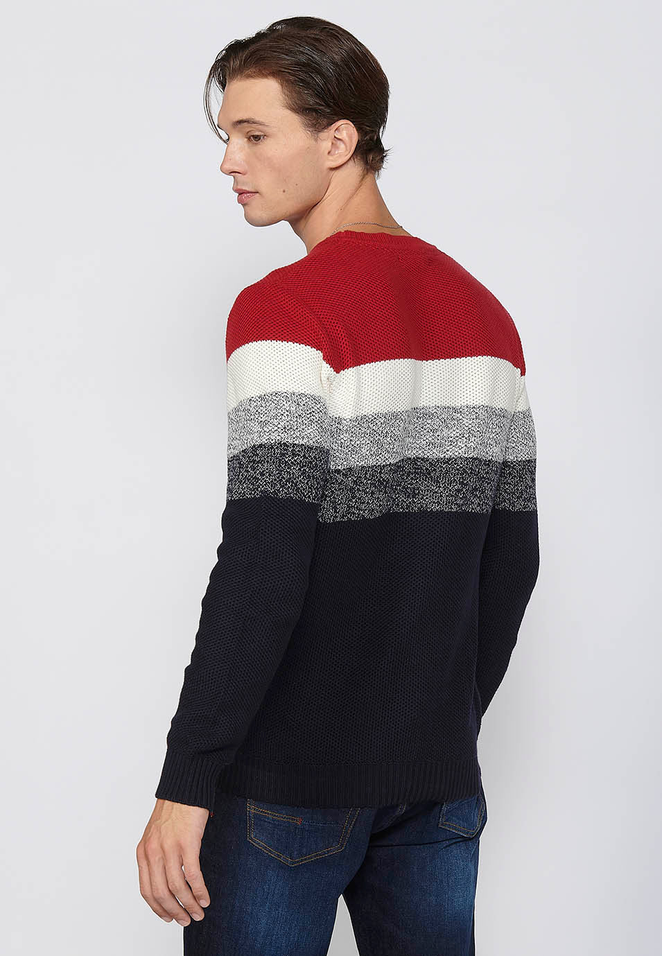 Jersey Hombre Cuello Redondo Punto Grueso a Rayas – Koroshi 2411TR10