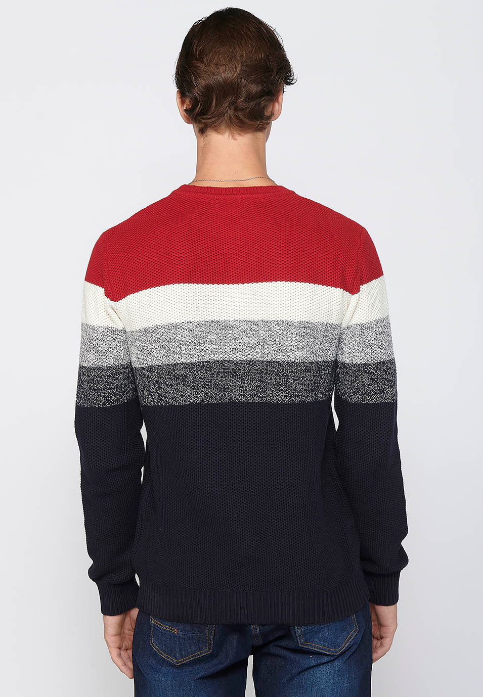 Jersey Hombre Cuello Redondo Punto Grueso a Rayas – Koroshi 2411TR10