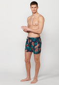 Bañador Hombre corto estampado tropical con cordón – Koroshi navy