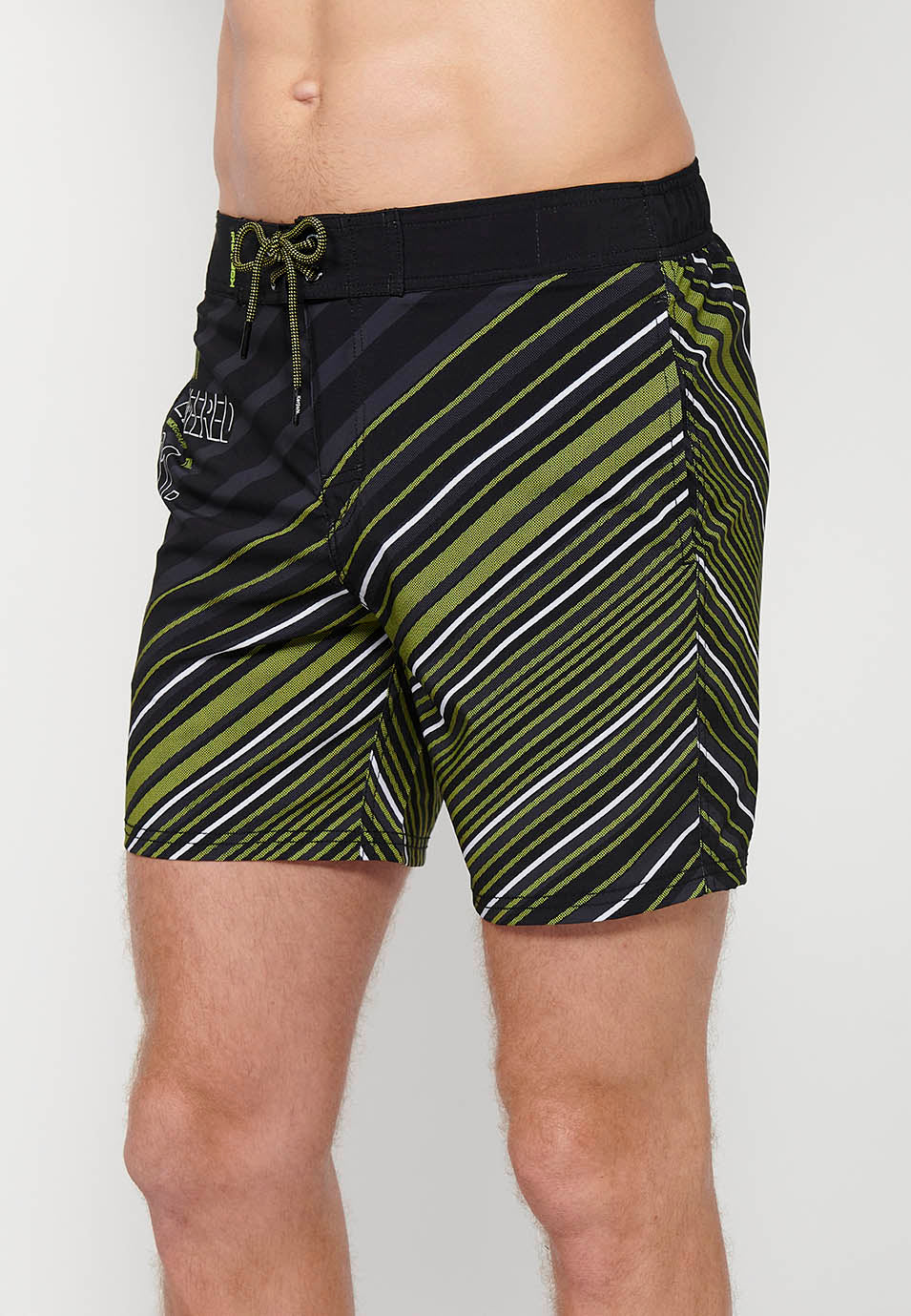 Bañador Hombre surfero estampado de rayas con cordón – Koroshi lima