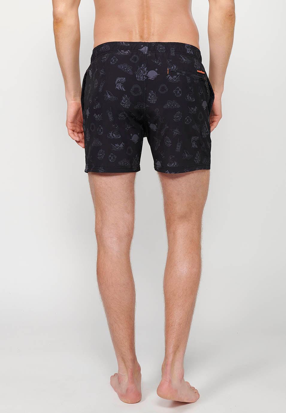 Bañador Hombre corto estampado de iconos con cordón – Koroshi gris