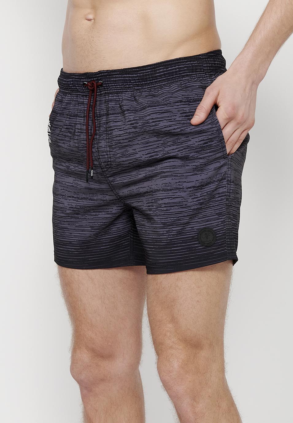 Bañador Hombre corto estampado de rayas degradadas con cordón – Koroshi 2411WA11