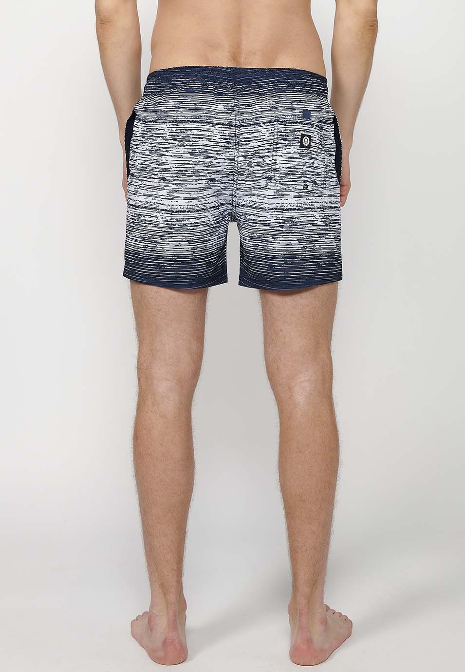 Bañador Hombre corto estampado de rayas degradadas con cordón – Koroshi 2411WA11